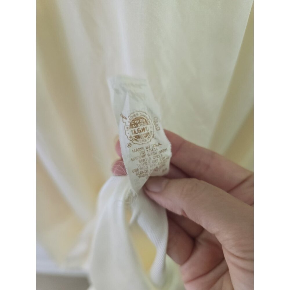 Miss Elaine Vintage Nylon Long Sleeves Lace Ivory Cream Union USA Nightgown M - Picture 12 of 12
